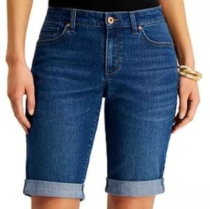 Style & Co. Curvy Fit Cuffed Denim Bermuda Shorts